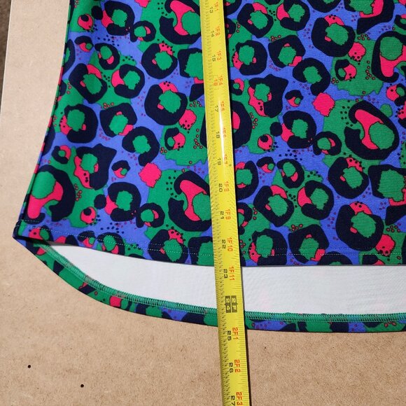 Emily Mccarthy Cheetah Print Vibrant Multicolor Top Large Coastal Preppy Golf - Picture 5 of 8